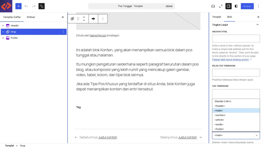 Setting HTML Element Group Post