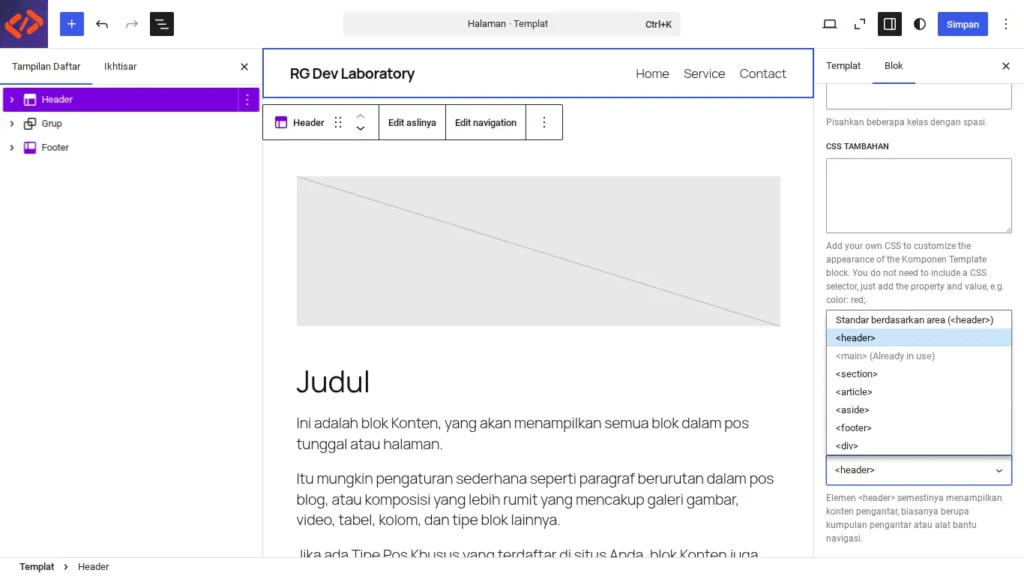 Setting HTML Element Header