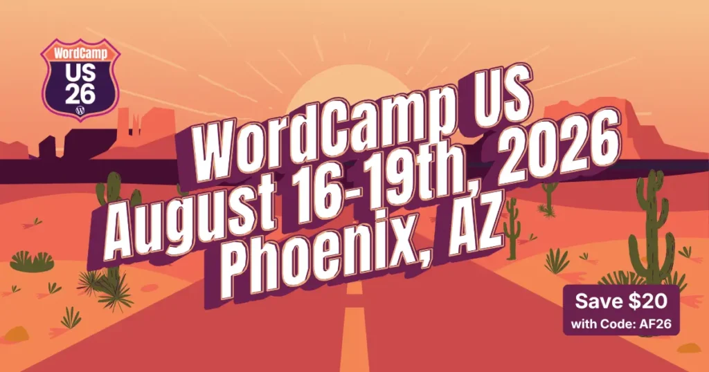 Pamflet WordCamp US 2026 Phoenix Arizona