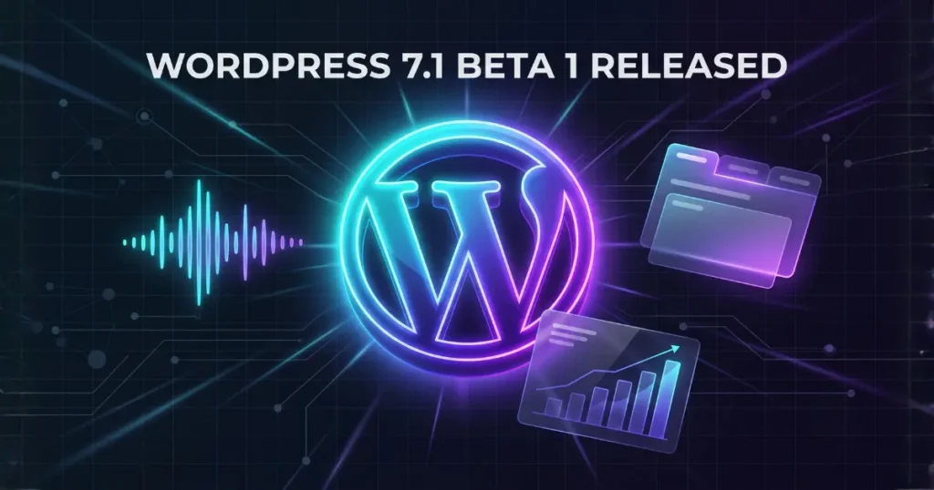 Banner pengumuman resmi peluncuran WordPress 7.1 Beta 1
